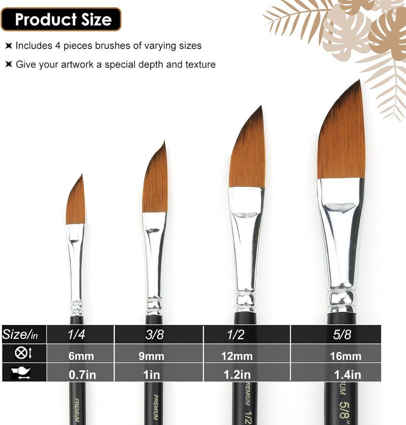 GACDR Dagger Striper Brush Set - 4 PCS Premium Watercolor Pinstriping Brushes Set with Korean Nylon Hair for Detail, Fine Lines, Acrylic, Ink, Gouache - Image 2